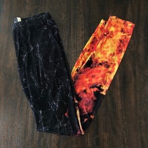 🔥 HOT leggings! Flame & black thin leggings small